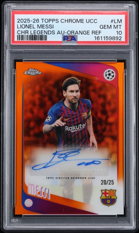 2025 Topps Chrome UEFA Legends Orange Refractor Lionel Messi AUTO /25 #LM