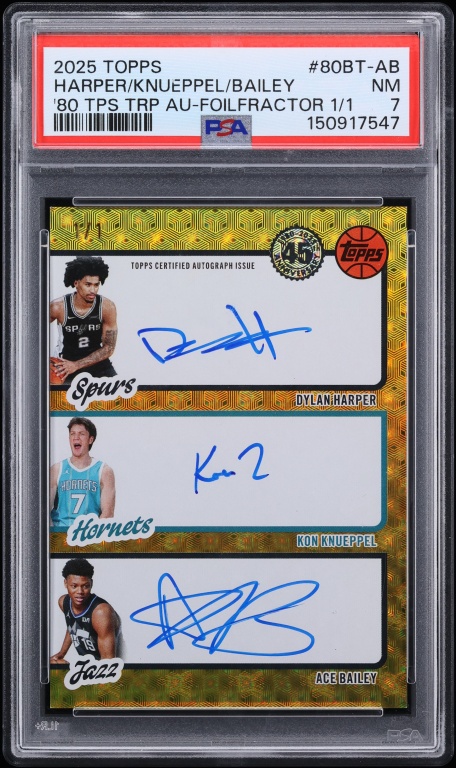 2025 Topps '80 Foilfractor Dylan Harper Kon Knueppel Ace Bailey ROOKIE AUTO 1/1 #80BT-AB