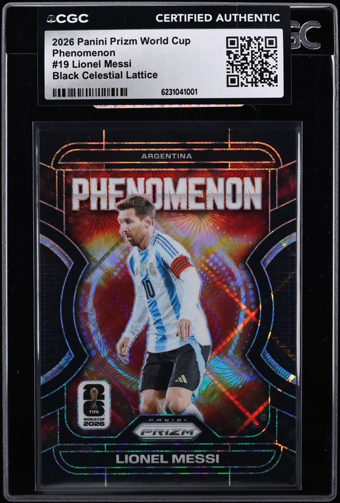 2026 Panini Prizm World Cup Phenomenon Black Celestial Lattice Lionel Messi 1/1 #19