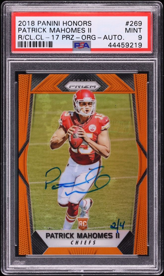 2018 Panini Honors Collection Orange Patrick Mahomes II AUTO /4 #269